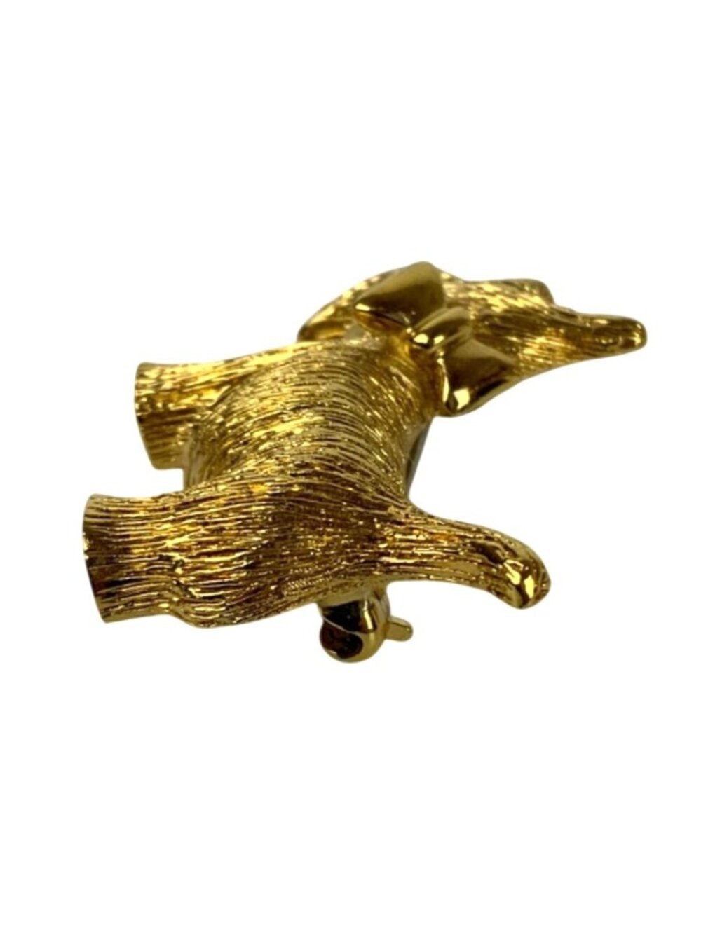 Scottie Dog with Bow Tie Brushed Gold-Tone Small Figural Brooch Pin - Picture 6 of 6
